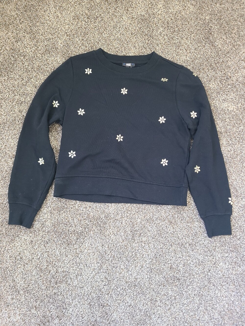 PAIGE Ordenna Embellished Flower Sweatshirt in black Size Large